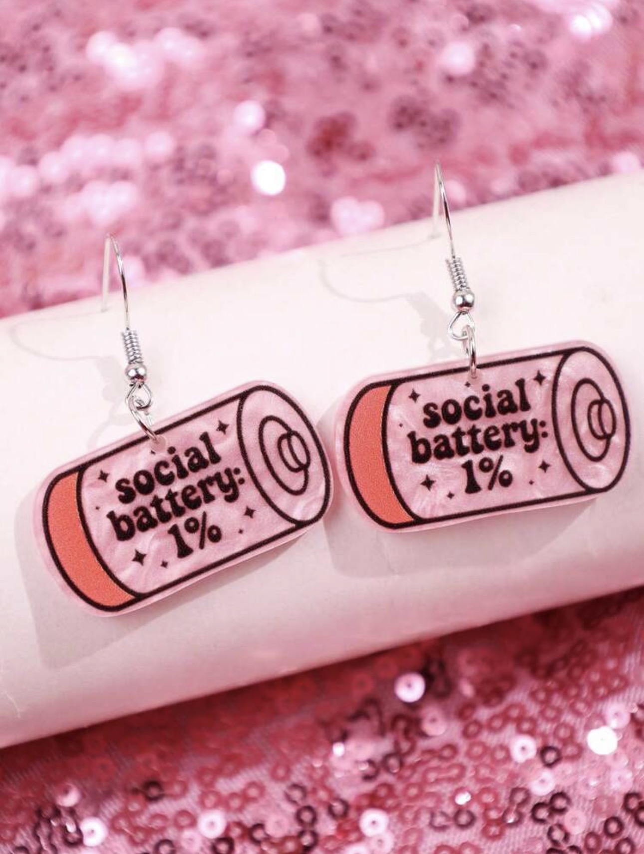 Social Battery Dangle Earrings
