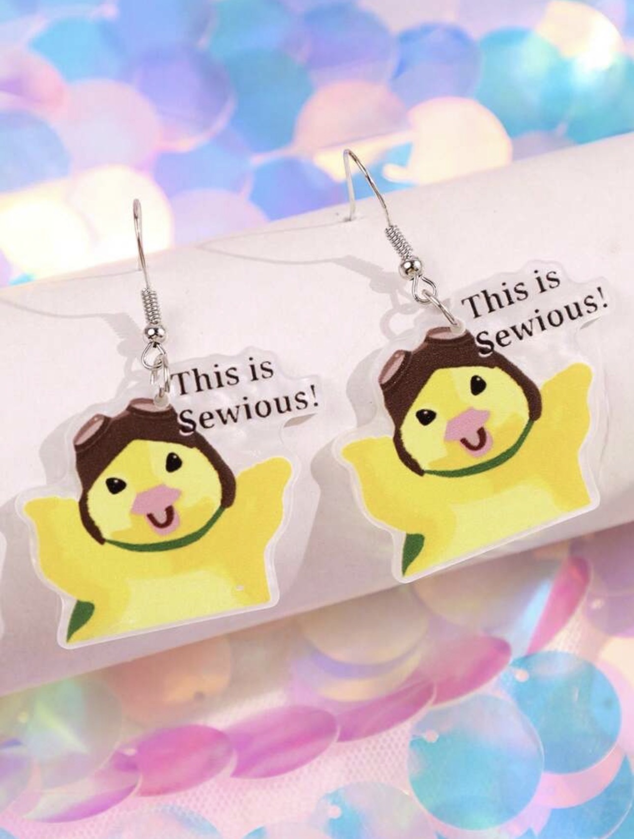 Yellow Duck Themed Acrylic Earrings