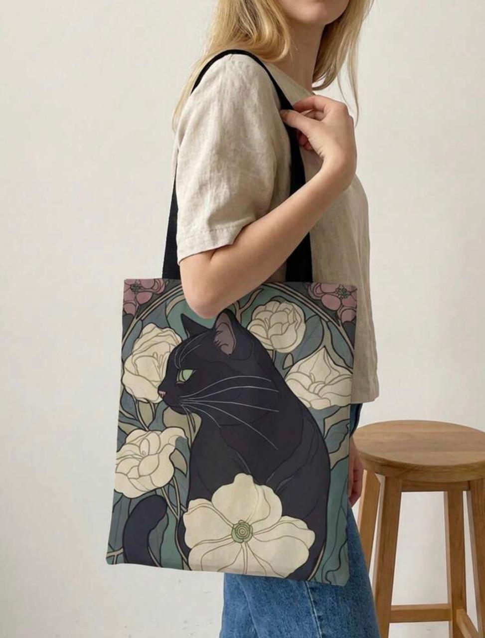 Cat Pattern Double-Sided Printed Shoulder Bag