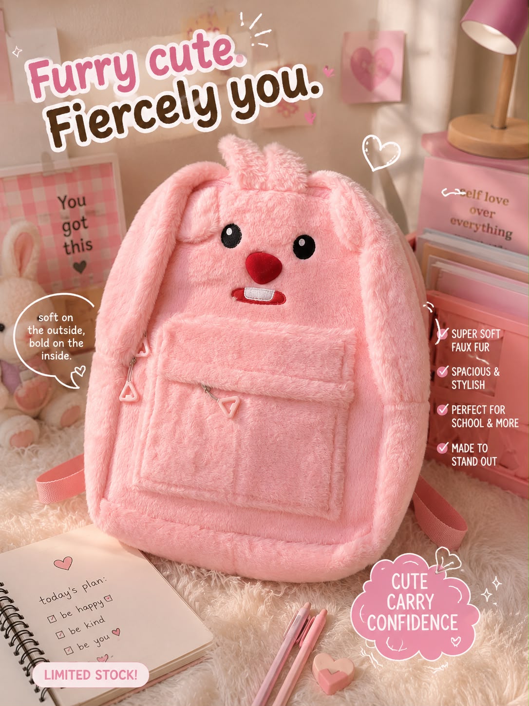 Furry Cute School Bag